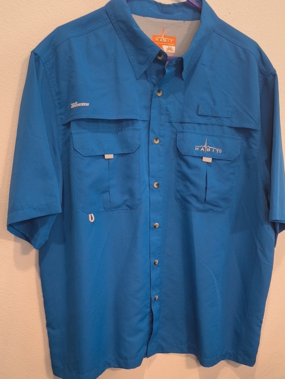 Habit Short-Sleeve Technical Button-Down Shirt in Blue XL